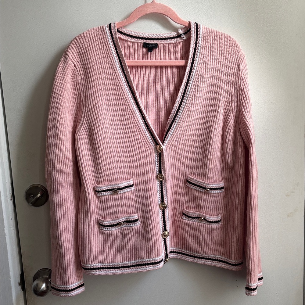 Talbots Pink Knit Cardigan 100% Cotton